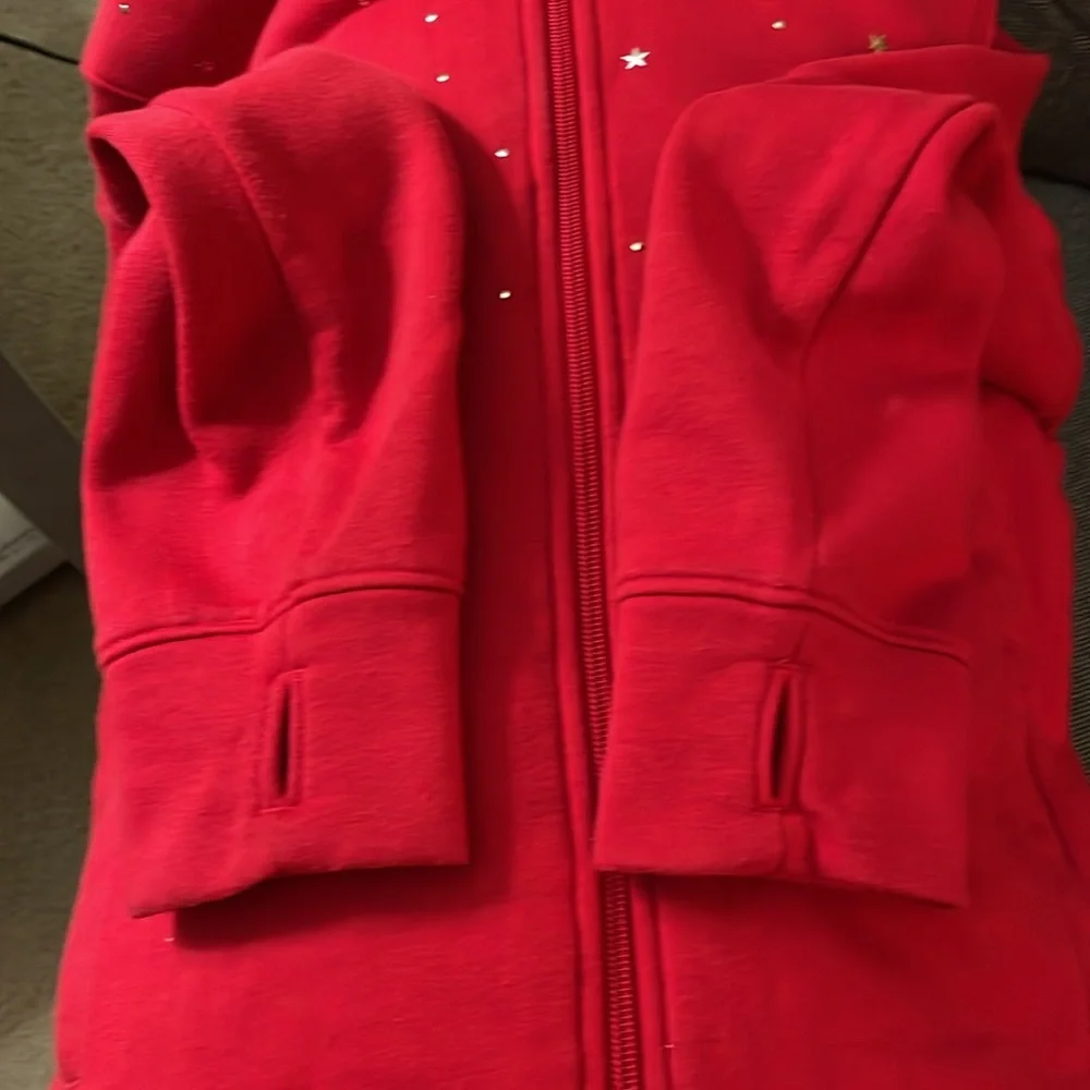 OLD NAVY Girls Jacket, Red with Star Accents and Sherpa Lining.     Size 18